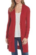 Women's Halogen Rib Knit Wool Blend Cardigan - Red