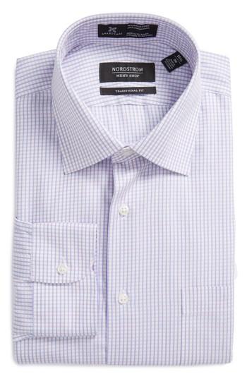 Men's Nordstrom Men's Shop Smartcare(tm) Traditional Fit Check Dress Shirt - 34 - Coral