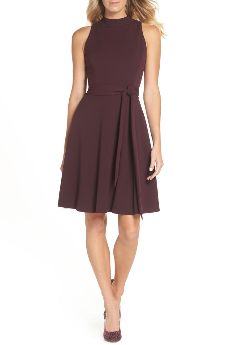 Women's Tahari High Neck Scuba Crepe A-line Dress