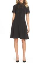 Women's Tahari High Neck Scuba Crepe A-line Dress