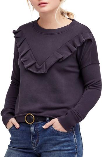 Women's Free People Ooh La Ruffle Sweatshirt - Black