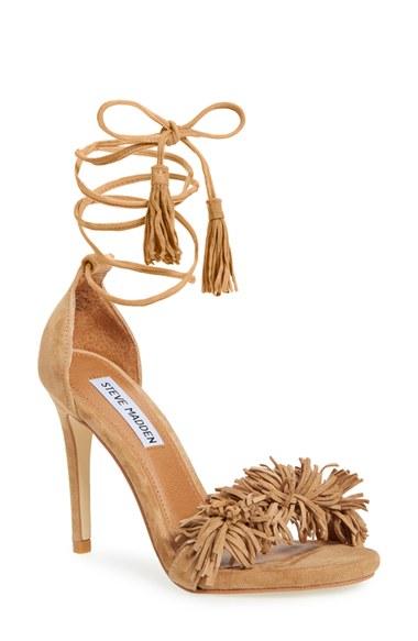Women's Steve Madden 'sassey' Fringe Sandal .5 M - Beige