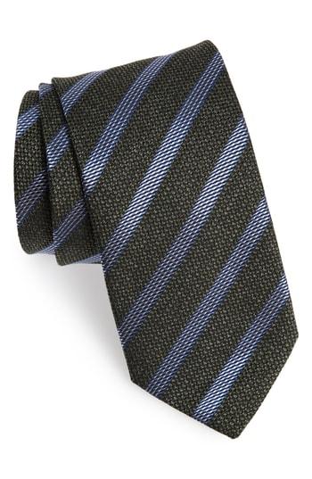 Men's Eton Stripe Cotton Blend Tie, Size - Green