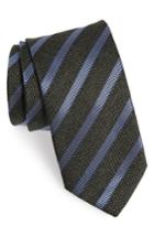 Men's Eton Stripe Cotton Blend Tie, Size - Green