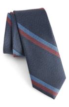 Men's The Tie Bar Stripe Silk Skinny Tie, Size - Blue