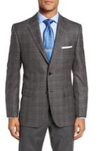 Men's Jb Britches Classic Fit Plaid Wool Sport Coat R - Grey