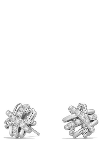 Women's David Yurman Crossover Stud Earrings With Diamonds