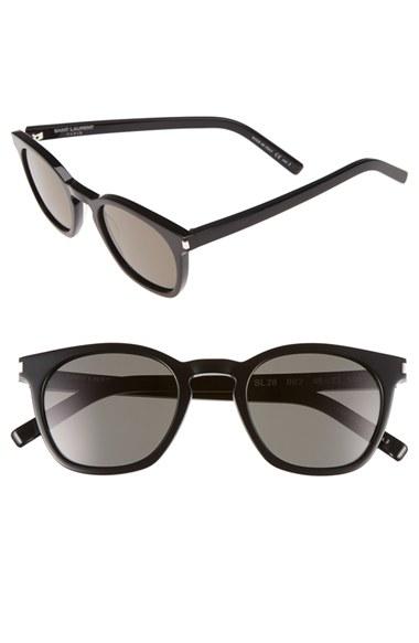 Women's Saint Laurent 49mm Sunglasses - Black Solid Smoke