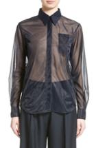 Women's Victoria Beckham Jersey Mesh Patch Pocket Shirt Us / 6 Uk - Blue