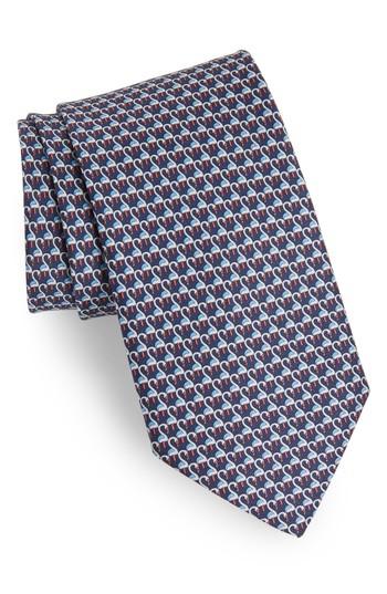 Men's Salvatore Ferragamo Ester Print Silk Tie, Size - Blue