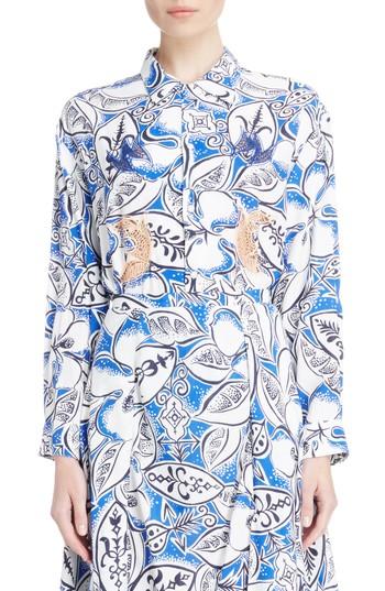 Women's Toga Leaf Print Blouse Us / 36 Fr - Blue