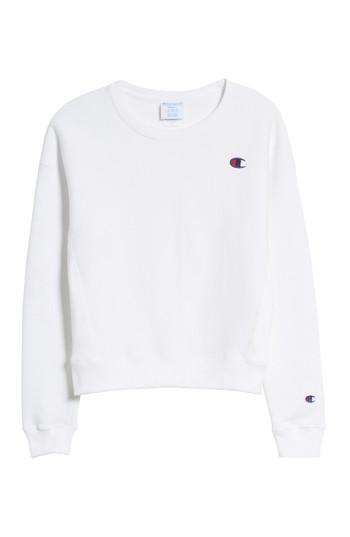 Women's Champion Reverse Weave Crew Sweatshirt, Size - White