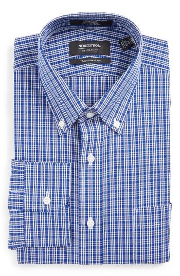 Men's Nordstrom Men's Shop Smartcare(tm) Traditional Fit Plaid Dress Shirt .5 36 - Blue