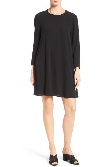 Women's Eileen Fisher Silk Georgette Crepe Shift Dress