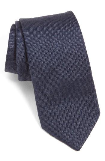 Men's Ted Baker London Textured Linen & Silk Tie, Size - Blue