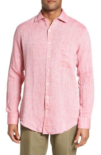 Men's Peter Millar Classic Fit Crown Cool Linen Sport Shirt - Pink