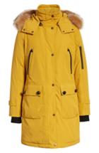 Women's Pendleton 'jackson' Hooded Down Parka With Genuine Coyote Fur Trim - Yellow