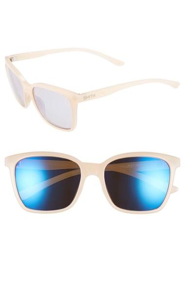 Women's Smith 'colette' 55mm Sunglasses - Nude/ Blue Flash Mirror