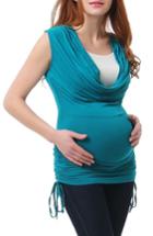 Women's Kimi And Kai Teresa Cowl Neck Maternity/nursing Top - Blue/green