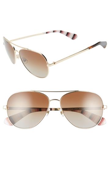 Women's Kate Spade New York Avaline 2 58mm Polarized Aviator Sunglasses - Gold