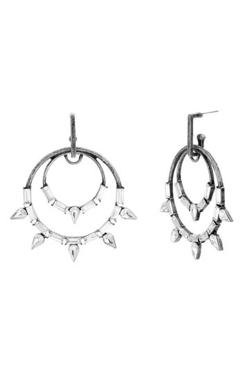 Women's Steve Madden Baguette Stone Casted Double Hoop Earrings