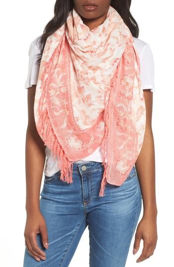 Women's Caslon Mixed Print Scarf, Size - Coral