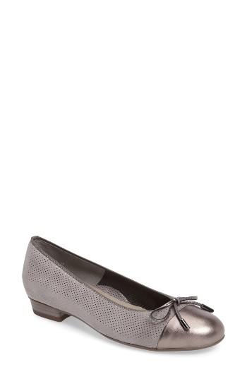 Women's Ara 'betty' Cap Toe Flat .5 M - Grey