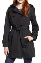 Women's London Fog Trench Coat With Detachable Liner & Hood - Black