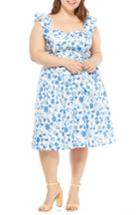Women's Gal Meets Glam Collection Olivia Floral Wallpaper Print Fit & Flare Dress - Blue