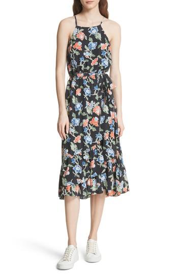 Women's Joie Deme Floral High/low Silk Dress - Black