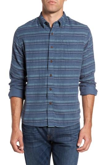 Men's Grayers Harcourt Modern Fit Double Cloth Striped Sport Shirt - Blue