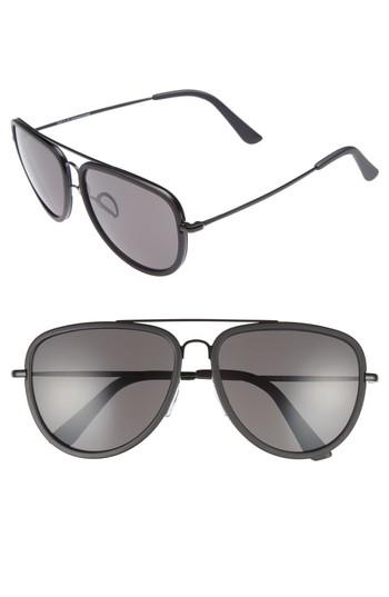 Men's 1901 Pace 60mm Aviator Sunglasses - Matte Black/ Grey