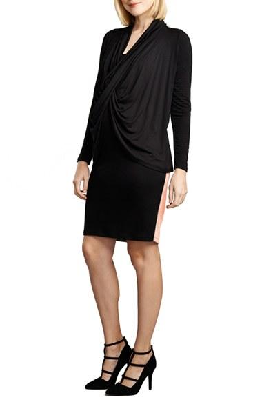 Women's Maternal America Front Drape Nursing Dress - Black