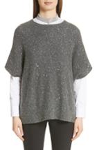 Women's Fabiana Filippi Sequin Wool, Silk & Cashmere Blend Poncho - Grey