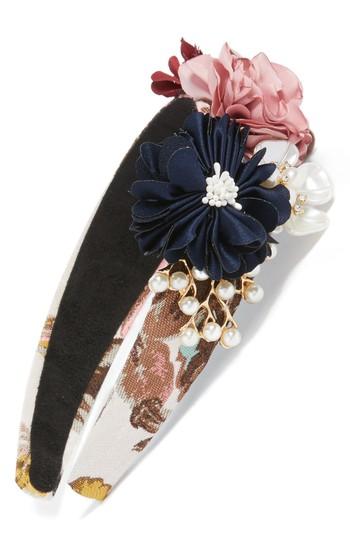 Tasha Floral Brocade Headband, Size - Pink