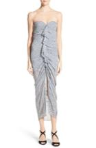 Women's Veronica Beard Wallflower Print Silk Strapless Dress - Ivory