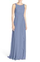 Women's Amsale 'rory' Sleeveless V-back Chiffon Gown - Metallic