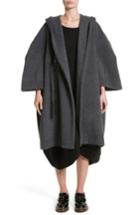Women's Comme Des Garcons Long Hooded Wool Blend Coat - Grey