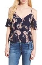 Women's Cupcakes And Cashmere Adia Floral Off The Shoulder Wrap Top, Size - Blue