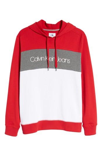 Men's Calvin Klein Jeans Colorblock Hoodie - Red