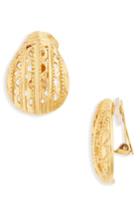 Women's Oscar De La Renta Scarab Button Clip Earrings