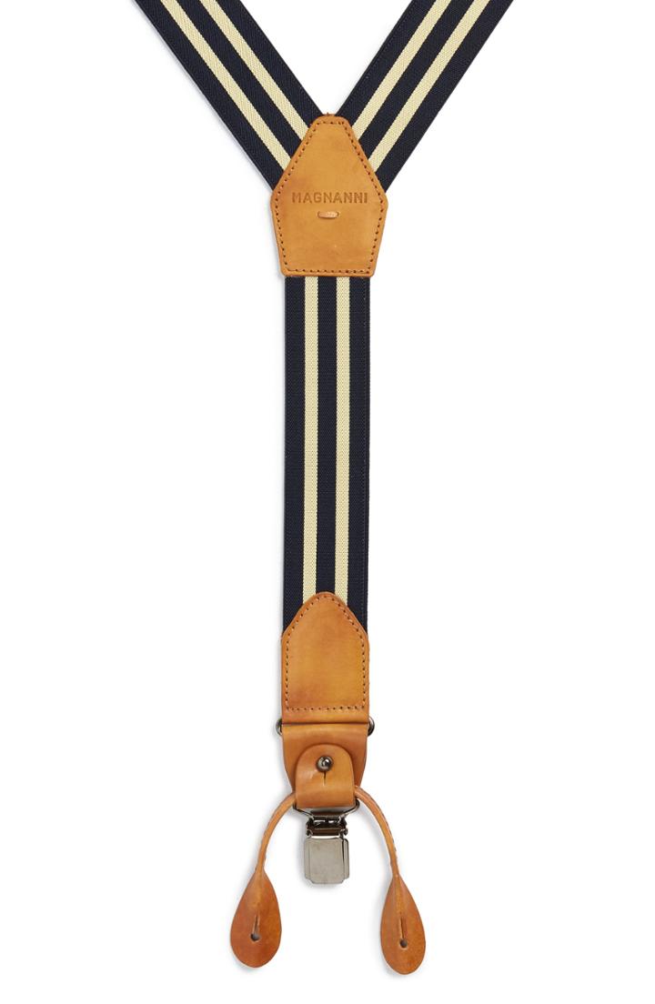Men's Hugo Suspenders, Size - Navy / Yellow