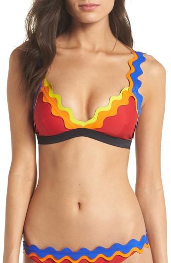 Women's Rye Cackle Scallop Bikini Top - Red