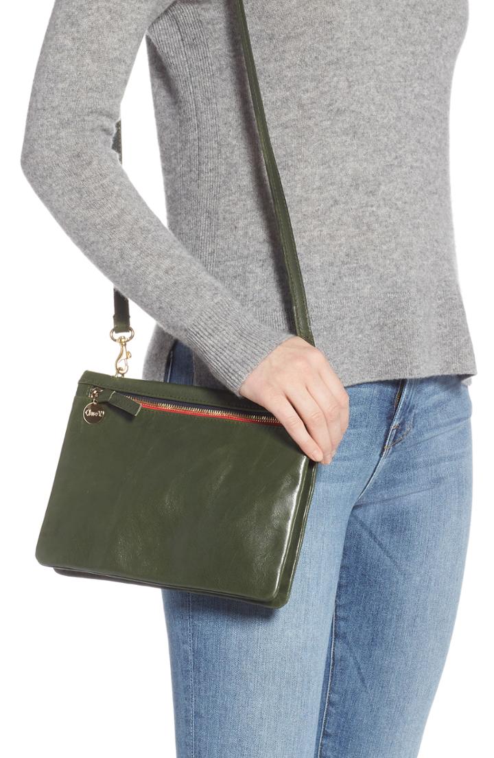 Clare V. Jumelle Leather Crossbody Bag - Green