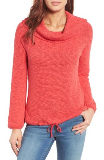 Petite Women's Caslon Convertible Off The Shoulder Pullover, Size P - Red