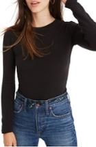 Women's Madewell Crewneck Bodysuit, Size - Black