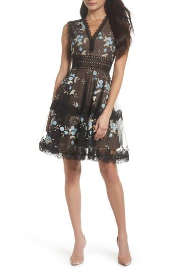 Women's Bronx And Banco Marietta Embroidered Fit & Flare Dress Us / 6 Au - Black