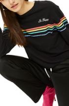 Women's Topshop Be Happy Rainbow Stripe Shirt Us (fits Like 0) - Black
