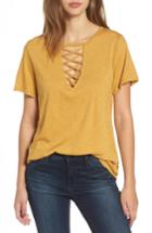 Women's Socialite Grommet Lace-up Tee - Yellow