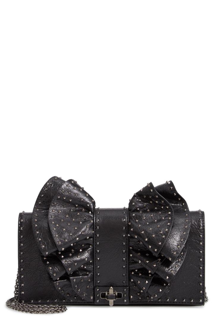 Valentino Garavani Very V Ruffle Leather Shoulder Bag -